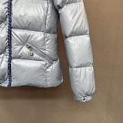 Moncler Glareins Slim Waist Cable Knit Women's Down Jacket Blue - 3