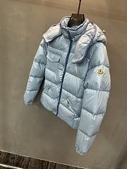 Moncler Glareins Slim Waist Cable Knit Women's Down Jacket Blue - 5