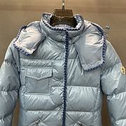 Moncler Glareins Slim Waist Cable Knit Women's Down Jacket Blue - 2