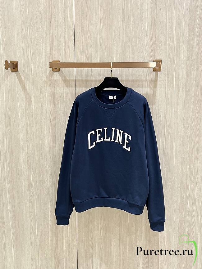 CELINE | slogan patch sweatshirt dark blue - 1