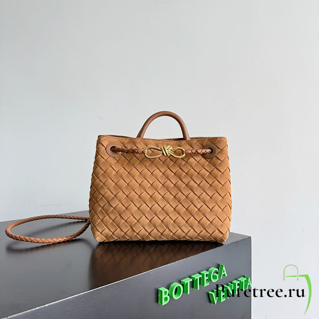 BOTTEGA VENETA | Small Andiamo suede top-handle bag amber - 1