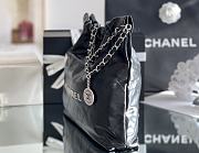 CHANEL | 22 small bag Glossy Calfskin & Silver Metal Black AS3260 - 5