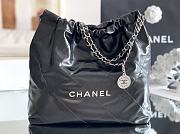 CHANEL | 22 Handbag Shiny Calfskin & Silver-Tone Metal Black AS3261 - 1