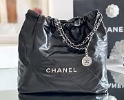CHANEL | 22 Handbag Shiny Calfskin & Silver-Tone Metal Black AS3261 - 4