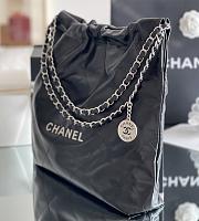 CHANEL | 22 Handbag Shiny Calfskin & Silver-Tone Metal Black AS3261 - 2