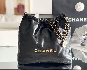 CHANEL | 22 small bag Glossy Calfskin & Gold Metal Black AS3260