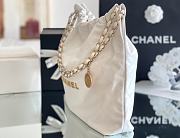 CHANEL | 22 Handbag Shiny Calfskin & Gold-Tone Metal White AS3261 - 6