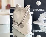CHANEL | 22 small bag Glossy Calfskin & Silver Metal White AS3260 - 6