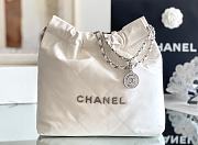 CHANEL | 22 small bag Glossy Calfskin & Silver Metal White AS3260 - 4