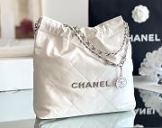 CHANEL | 22 small bag Glossy Calfskin & Silver Metal White AS3260 - 3