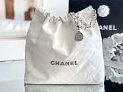 CHANEL | 22 Handbag Shiny Calfskin & Silver-Tone Metal White AS3261 - 1