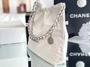 CHANEL | 22 Handbag Shiny Calfskin & Silver-Tone Metal White AS3261 - 6
