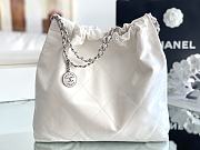 CHANEL | 22 Handbag Shiny Calfskin & Silver-Tone Metal White AS3261 - 3