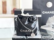 CHANEL | 22 mini bag Glossy Calfskin & Silver Metal Black AS3260 - 1