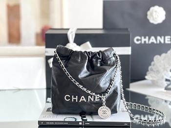 CHANEL | 22 mini bag Glossy Calfskin & Silver Metal Black AS3260