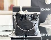 CHANEL | 22 mini bag Glossy Calfskin & Silver Metal Black AS3260 - 6