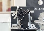 CHANEL | 22 mini bag Glossy Calfskin & Silver Metal Black AS3260 - 5