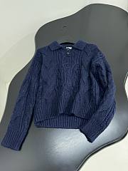 CELINE | New Wool Blend Polo Shirt Navy Blue - 4