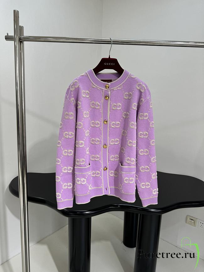 GUCCI | GG Wool Jacquard Cardigan Purple - 1