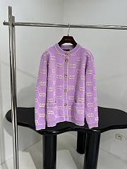 GUCCI | GG Wool Jacquard Cardigan Purple - 1