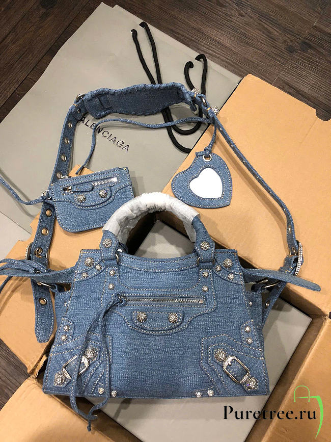 Balenciaga Neo Cagole City Denim Shoulder Bag - 1