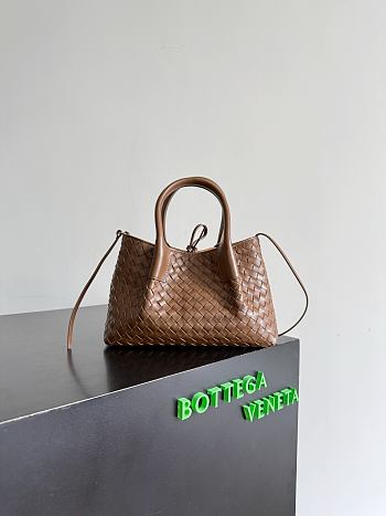 BOTTEGA VENETA | Small Pinacoteca silky calfskin tote bag Nocciola/amber