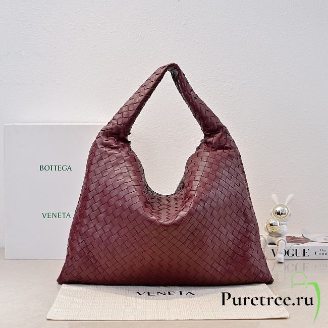 BOTTEGA VENETA | Large Hop Intrecciato suede shoulder bag burgundy - 1