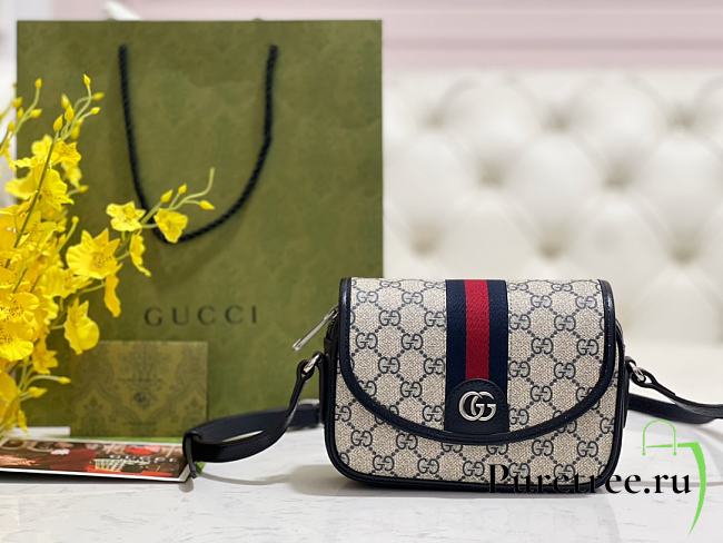 GUCCI | Ophidia Mini Shoulder Bag Navy Blue - 1