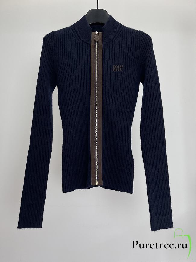 Miumiu knitted cardigan navy blue - 1