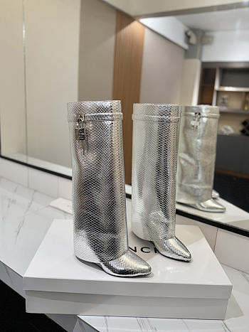 Givenchy Shark Lock Boots In Silver 
