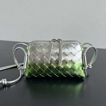 BOTTEGA VENETA | Concert Pouch  Intrecciato lamina leather Silver/Fresh Mint