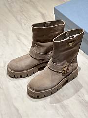 PRADA | buttoned sleeve platform ankle boots beige - 6