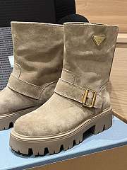 PRADA | buttoned sleeve platform ankle boots beige - 5