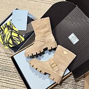 PRADA | buttoned sleeve platform ankle boots beige - 2
