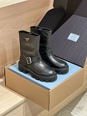 PRADA | 5fw buckle slip-on platform ankle boots black - 1
