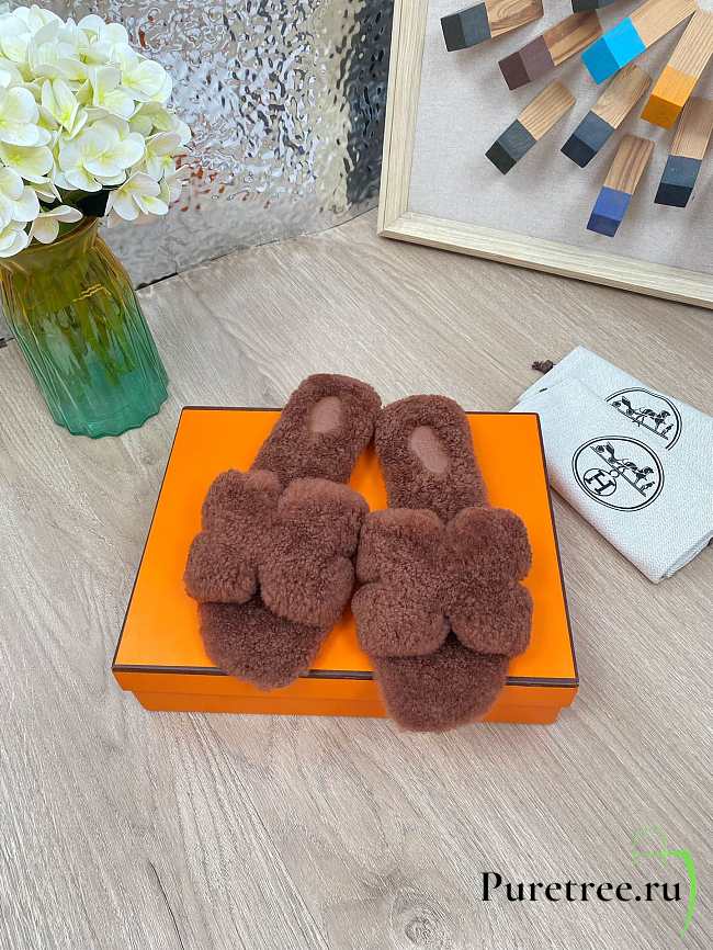 HERMES | Furry Flat Slippers 05 - 1