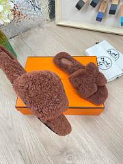 HERMES | Furry Flat Slippers 05 - 5