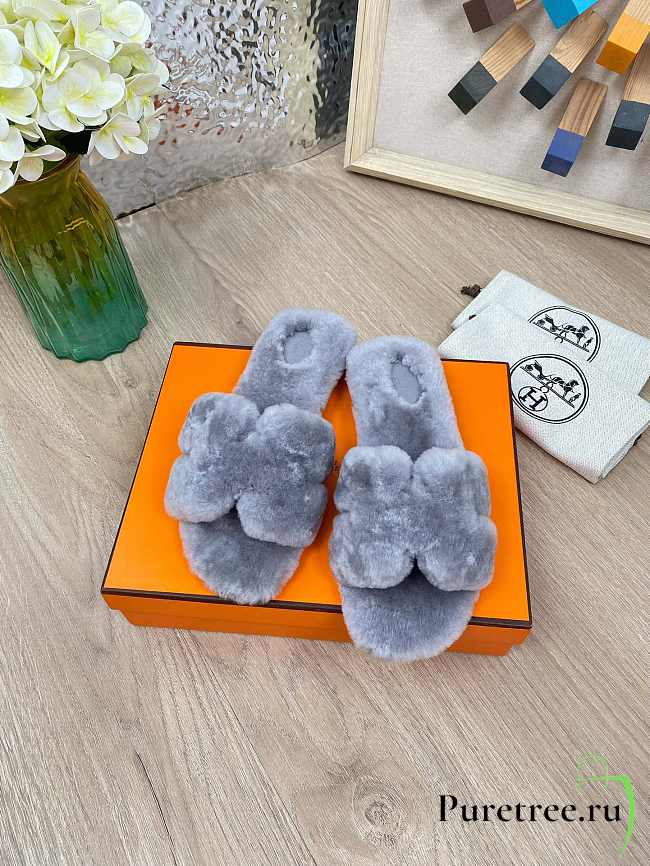 HERMES | Furry Flat Slippers 06 - 1