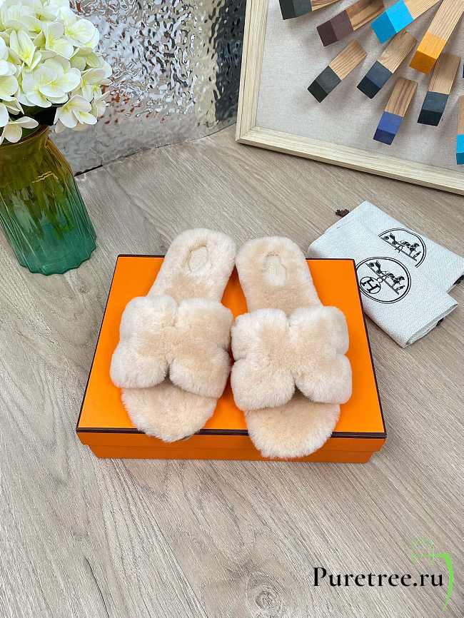 HERMES | Furry Flat Slippers 07 - 1