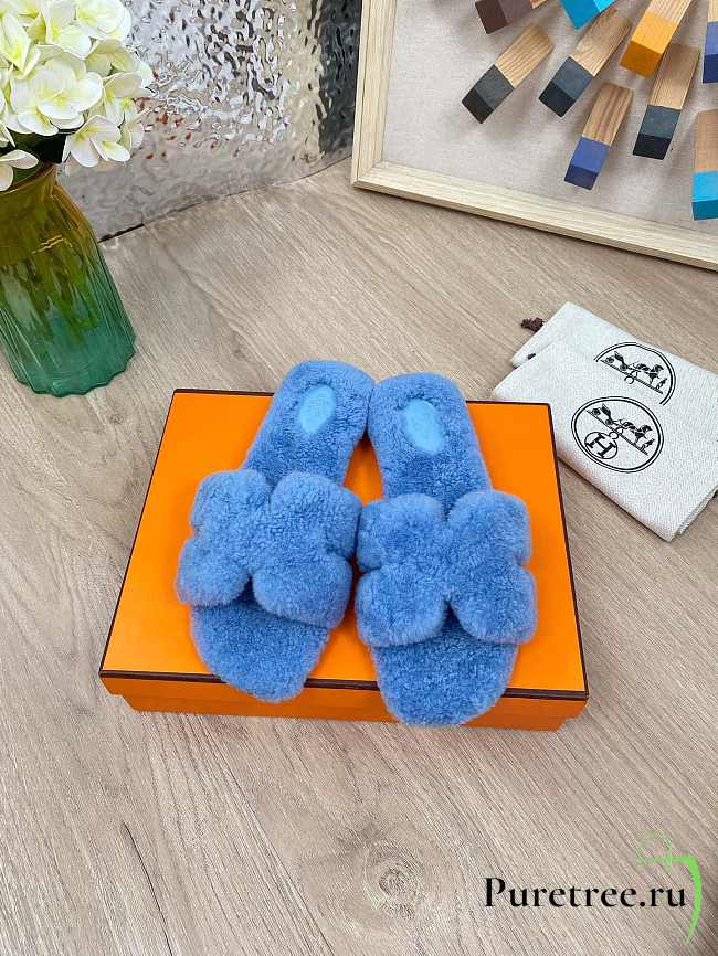 HERMES | Furry Flat Slippers 09 - 1