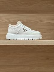 PRADA | triangular buckle lace-up casual shoes white wool - 1