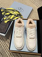 PRADA | triangular buckle lace-up casual shoes white wool - 6