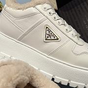 PRADA | triangular buckle lace-up casual shoes white wool - 5