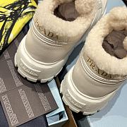 PRADA | triangular buckle lace-up casual shoes white wool - 4