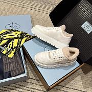 PRADA | triangular buckle lace-up casual shoes white wool - 2