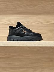 PRADA | triangular buckle lace-up casual shoes black wool - 1