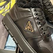 PRADA | triangular buckle lace-up casual shoes black wool - 5