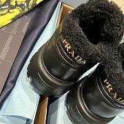 PRADA | triangular buckle lace-up casual shoes black wool - 3