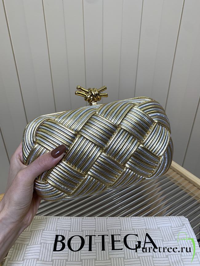Bottega Veneta Knot Padded Intreccio Gold and Silver Gradient - 1