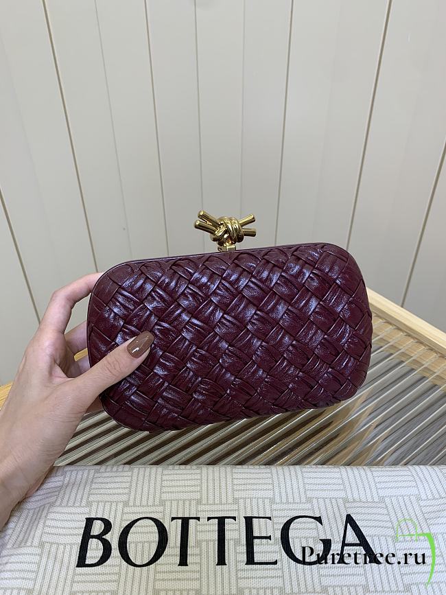 Bottega Veneta Knot Padded Intreccio Burgundy - 1